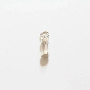 Dumbbell Charm - Sterling Silver Tiny Dumbbell Charm - 925 Sterling Silver